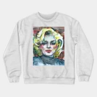 MARILYN MONROE watercolor portrait .7 Crewneck Sweatshirt